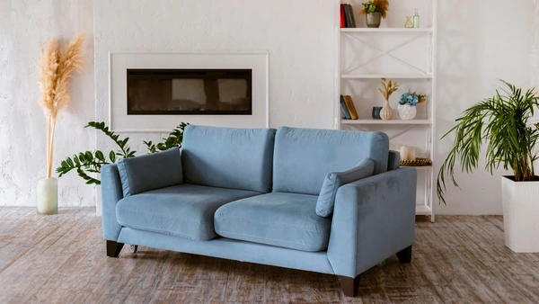 sofa azul dos plazas