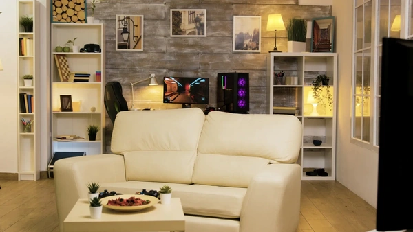 habitacion gamer con sofa