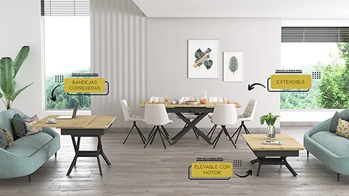 Mesa multifuncional elevable con motor