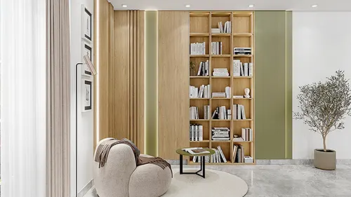 Rincón de lectura panelado con iluminación