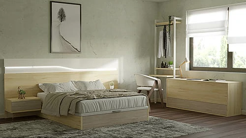 Dormitorio con Canapé Abatible, Aparador y Tocador