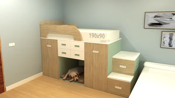 cama con espacio para perro